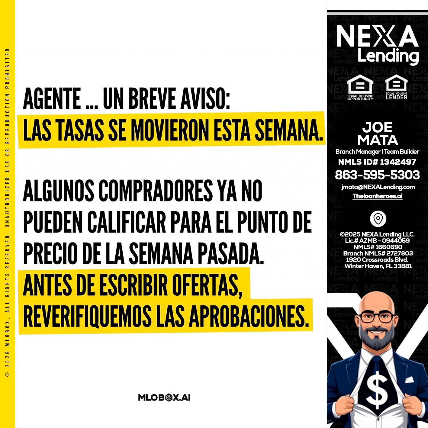 Agente - Joe Mata -Branch Manager | Team Builder