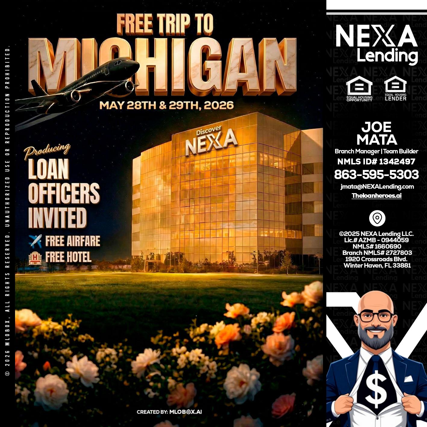 FREE TRIP TO MICHIGAN - Joe Mata -Branch Manager | Team Builder