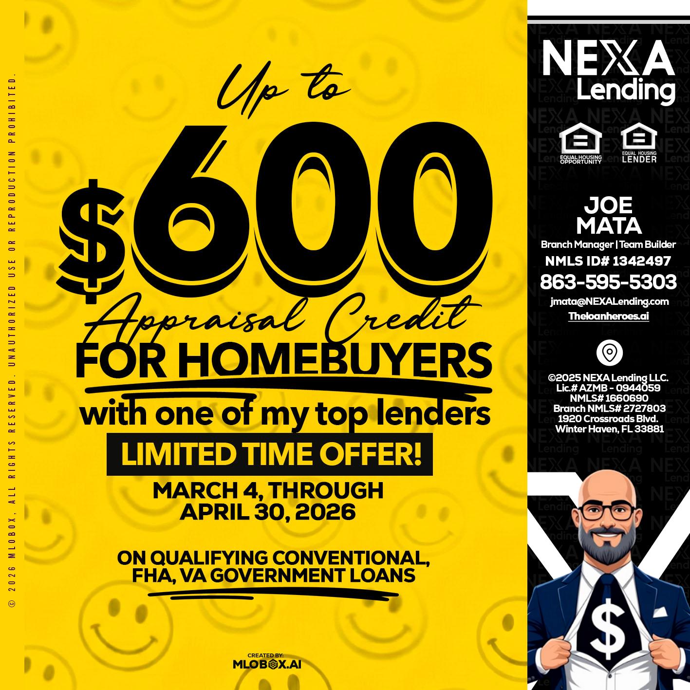 UP TO 600 - Joe Mata -Branch Manager | Team Builder