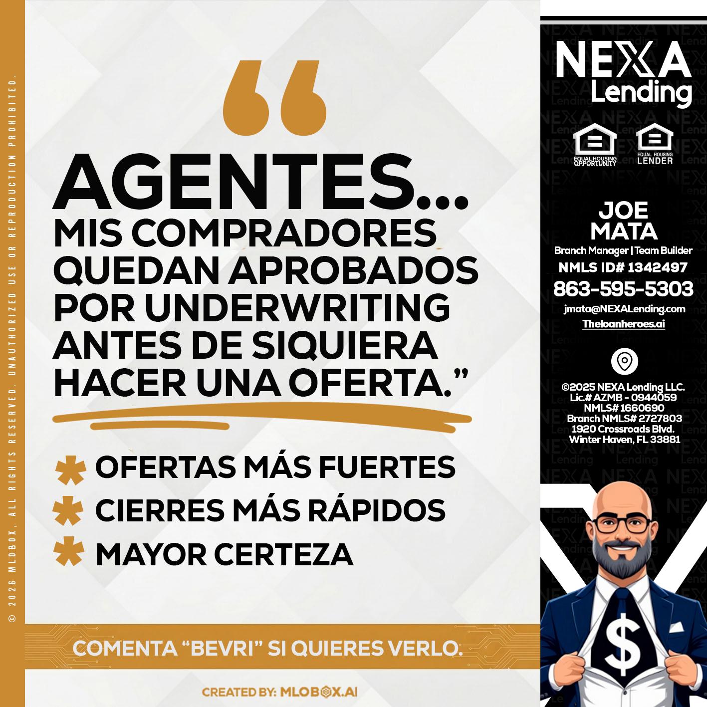 AGENTES - Joe Mata -Branch Manager | Team Builder