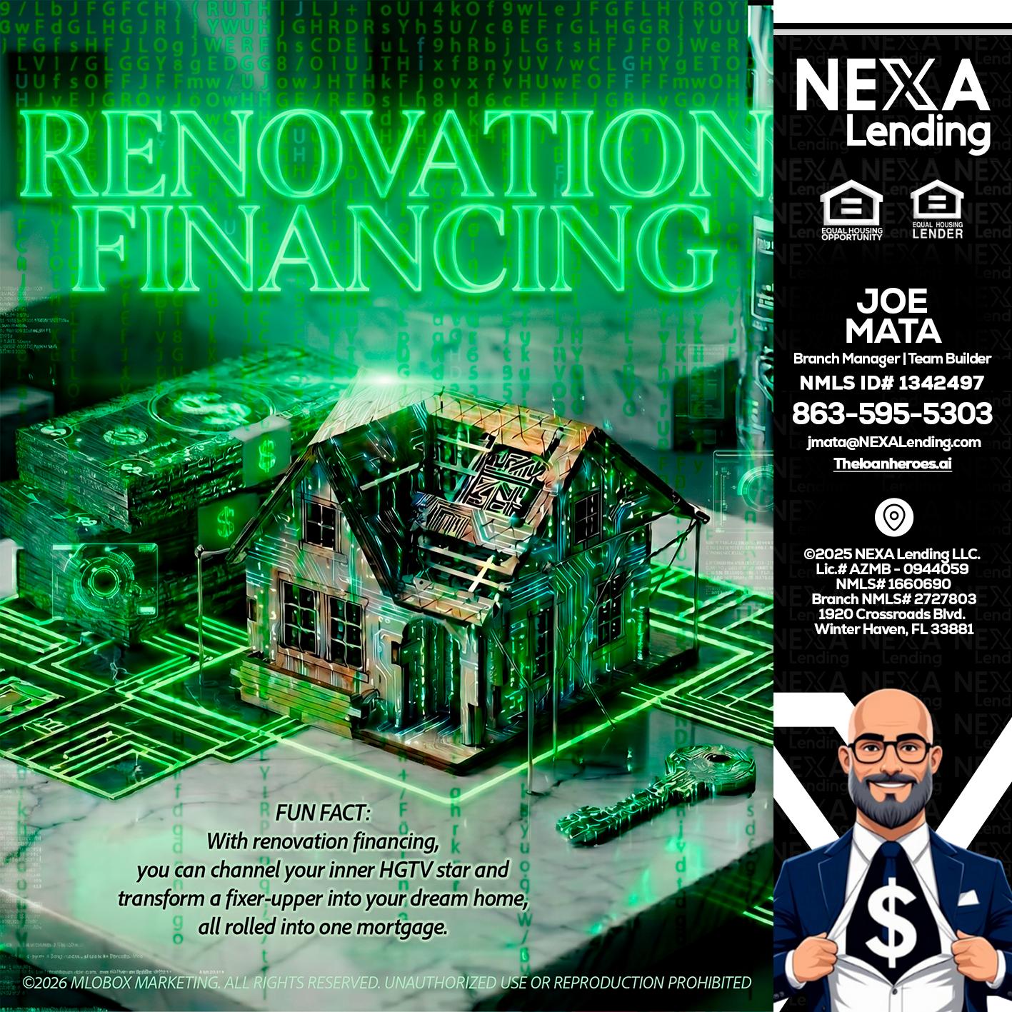 RENOVATION FINANCING - Joe Mata -Branch Manager | Team Builder