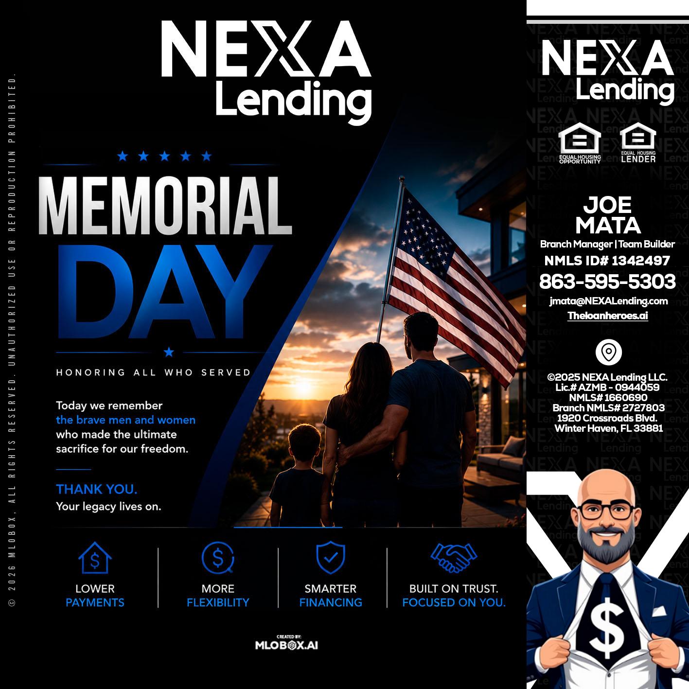 MEMORIAL DAY - Joe Mata -Branch Manager | Team Builder