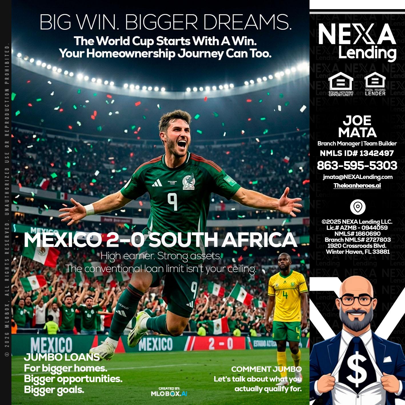 MEXICO 2-0 SOUTH AFRICA - Joe Mata -Branch Manager | Team Builder