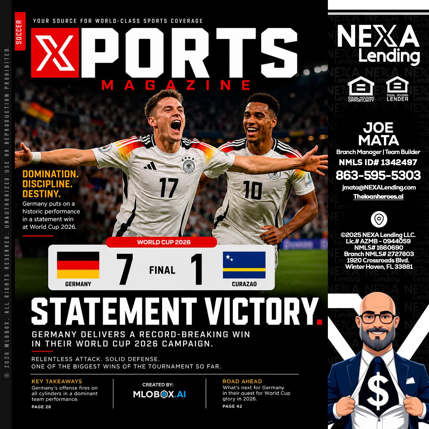 GERMANY VS CURASSAO (7-1) - Joe Mata -Branch Manager | Team Builder