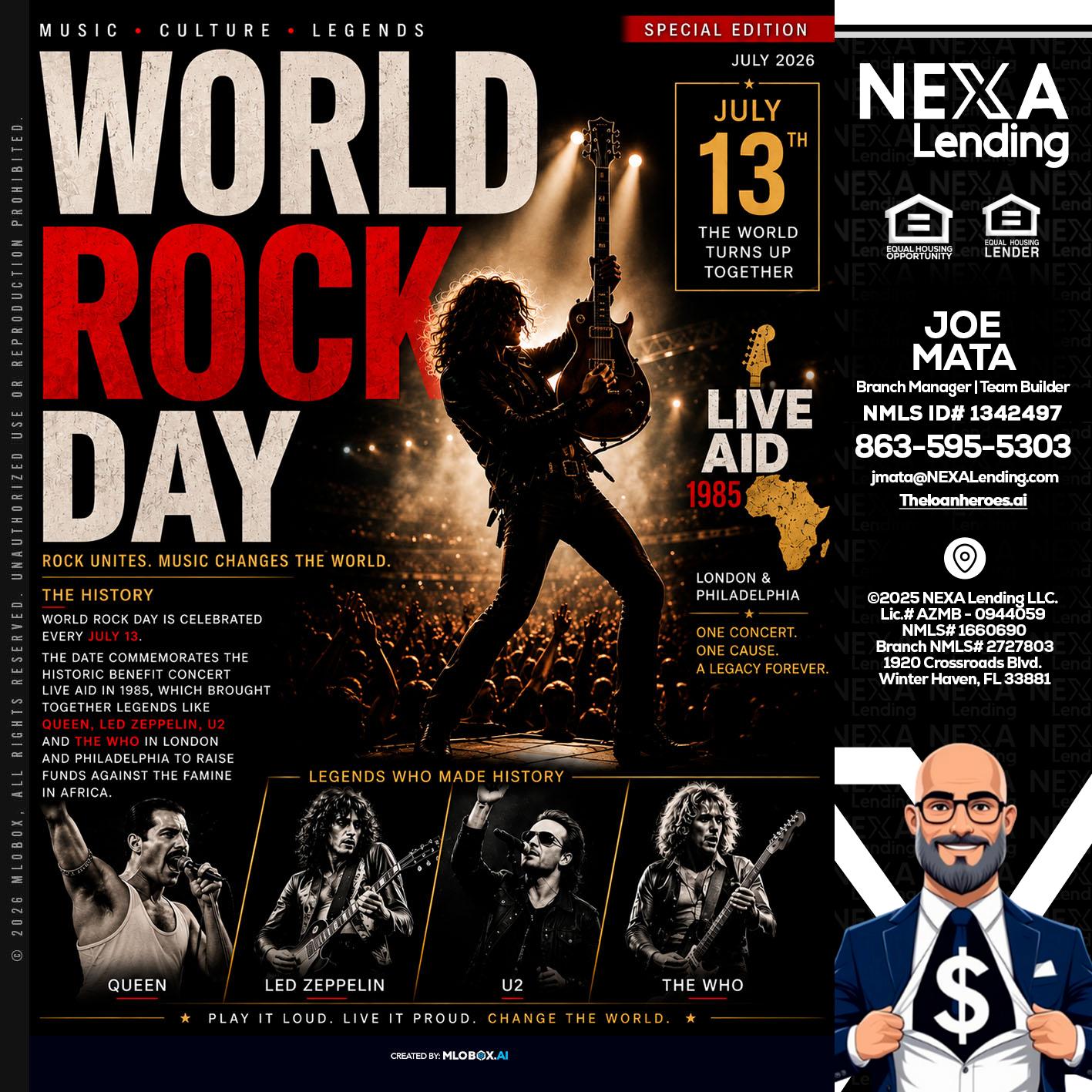 WORLD ROCK MUSIC DAY - Joe Mata -Branch Manager | Team Builder