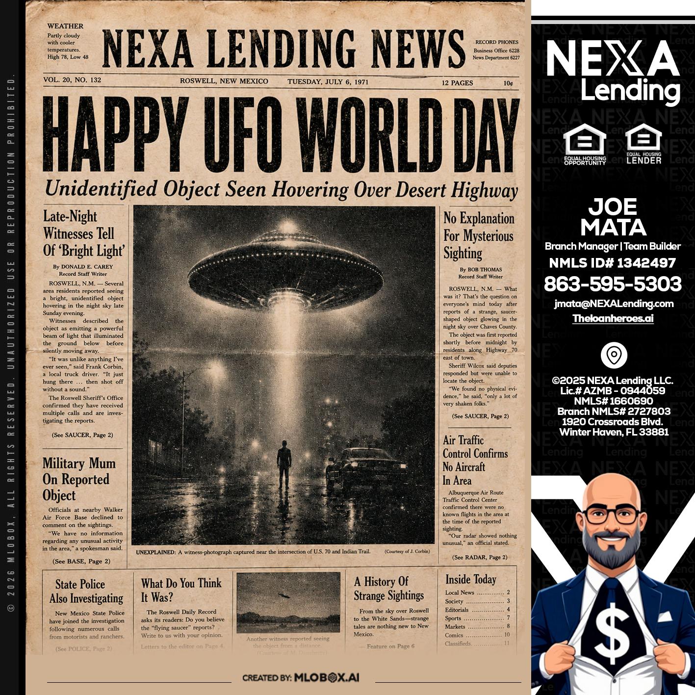 HAPPY UFO WORLD DAY - Joe Mata -Branch Manager | Team Builder